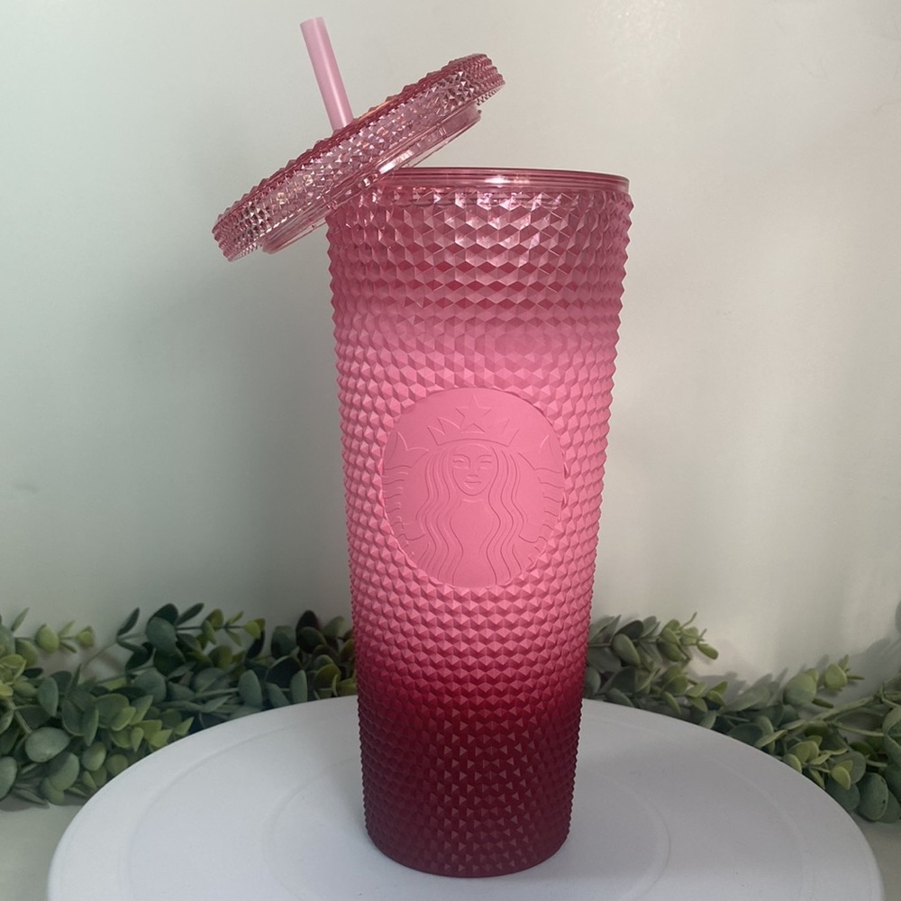 COPY - NEW Starbucks 2022 Waxberry Pink Blush Gradient Bling Cold Cup Tumbler V…